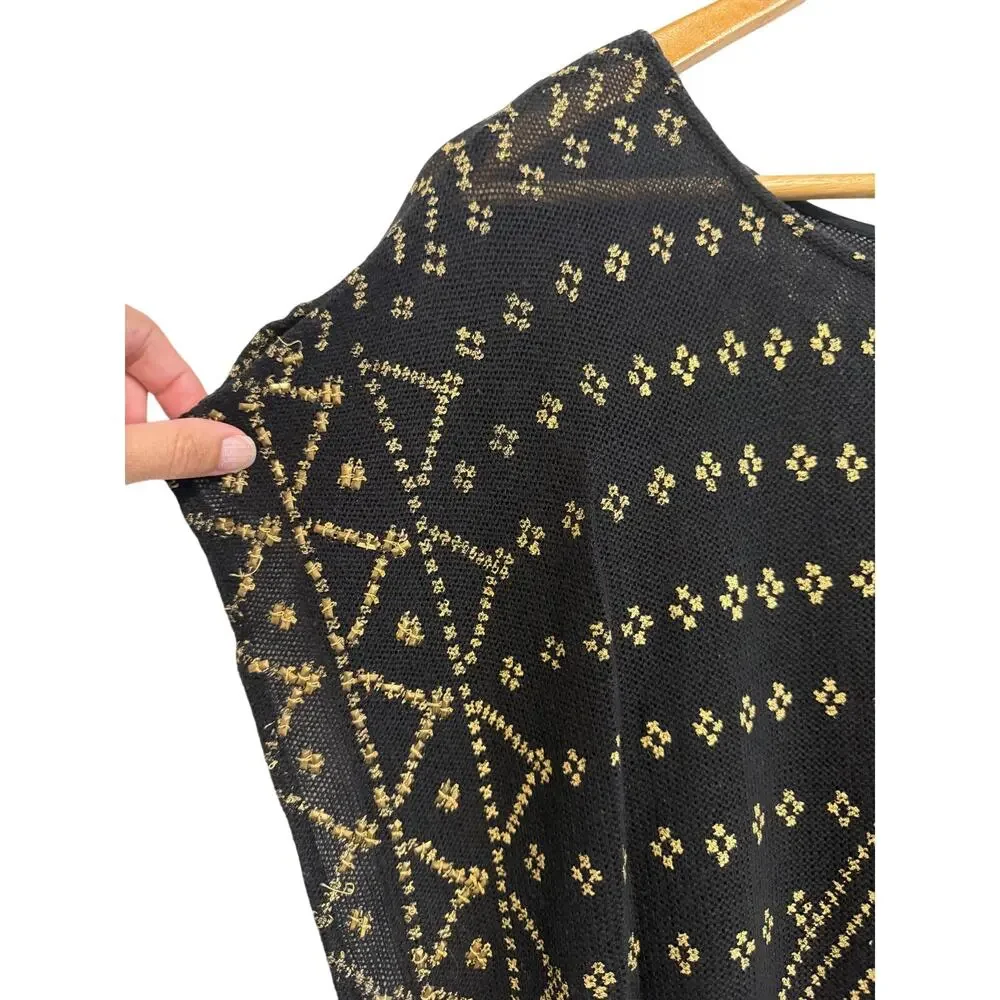 Free People New Romantics Poncho Tunic Dress Black Gold XS